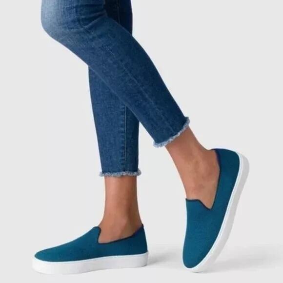 Rothy’s Slip On Sneakers in Teal Women’s Size 12 - Picture 1 of 7